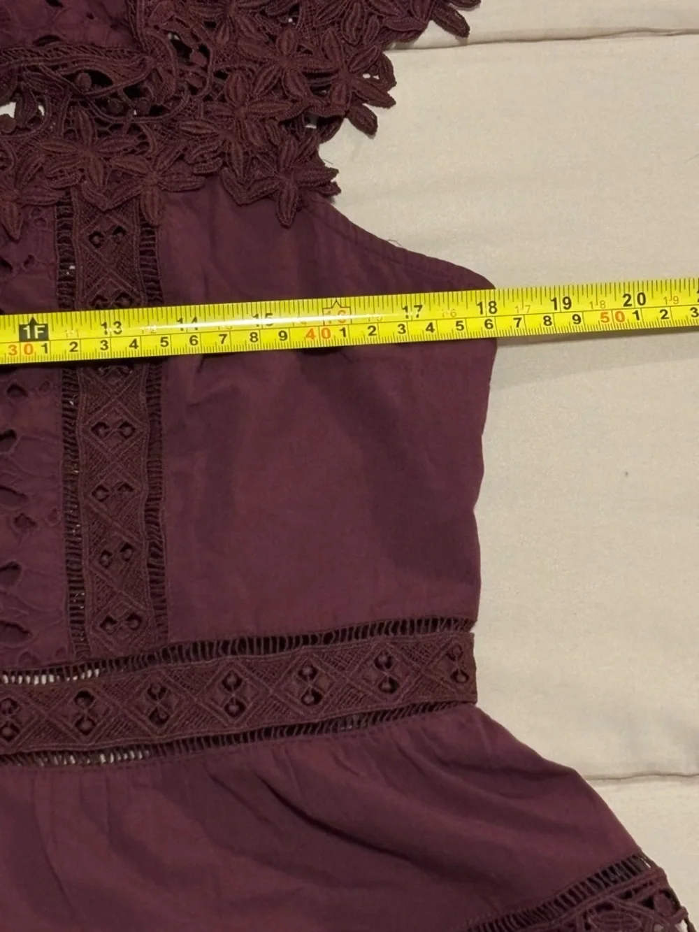 Anthropologie Sleeveless High-Neck Lace-Inset Blouse | Eyelet Button-Front Top - Picture 10 of 12